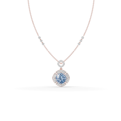 Guru Jewel's Luminous Square-Frame Pave with Blue Centerpiece Pendant  for Her
