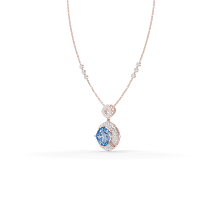 Guru Jewel's Luminous Square-Frame Pave with Blue Centerpiece Pendant  for Her