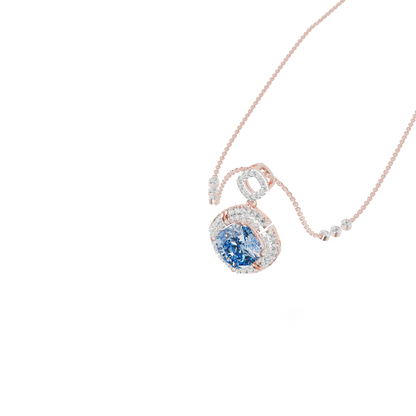 Guru Jewel's Luminous Square-Frame Pave with Blue Centerpiece Pendant  for Her