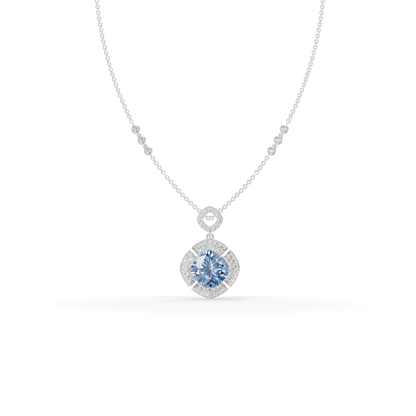 Guru Jewel's Luminous Square-Frame Pave with Blue Centerpiece Pendant  for Her