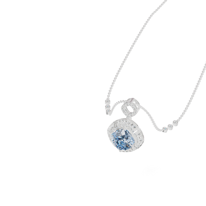 Guru Jewel's Luminous Square-Frame Pave with Blue Centerpiece Pendant  for Her