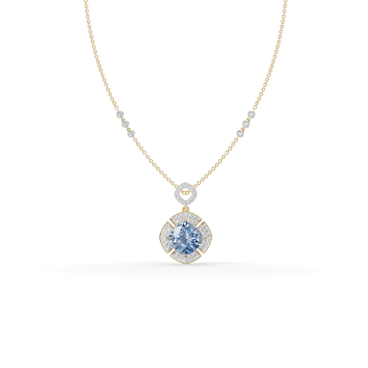Guru Jewel's Luminous Square-Frame Pave with Blue Centerpiece Pendant  for Her