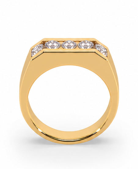 Guru Jewel's Round Round Diamond Studded Gents Silver Ring For Him
