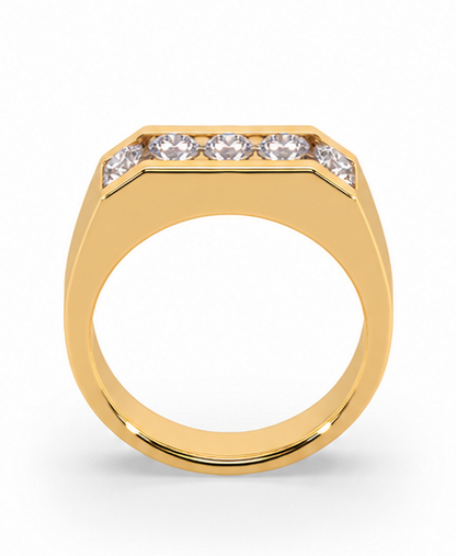 Guru Jewel's Round Round Diamond Studded Gents Silver Ring For Him