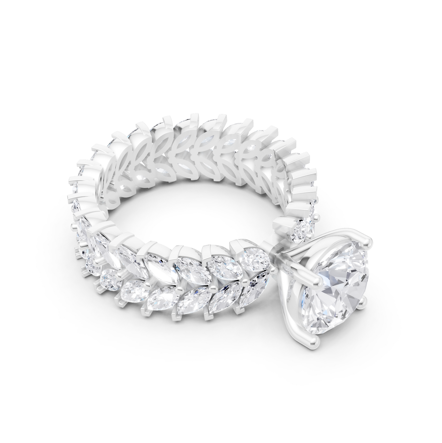 Exclusive Fancy C.Z Diamond Studded Silver Ring For Her