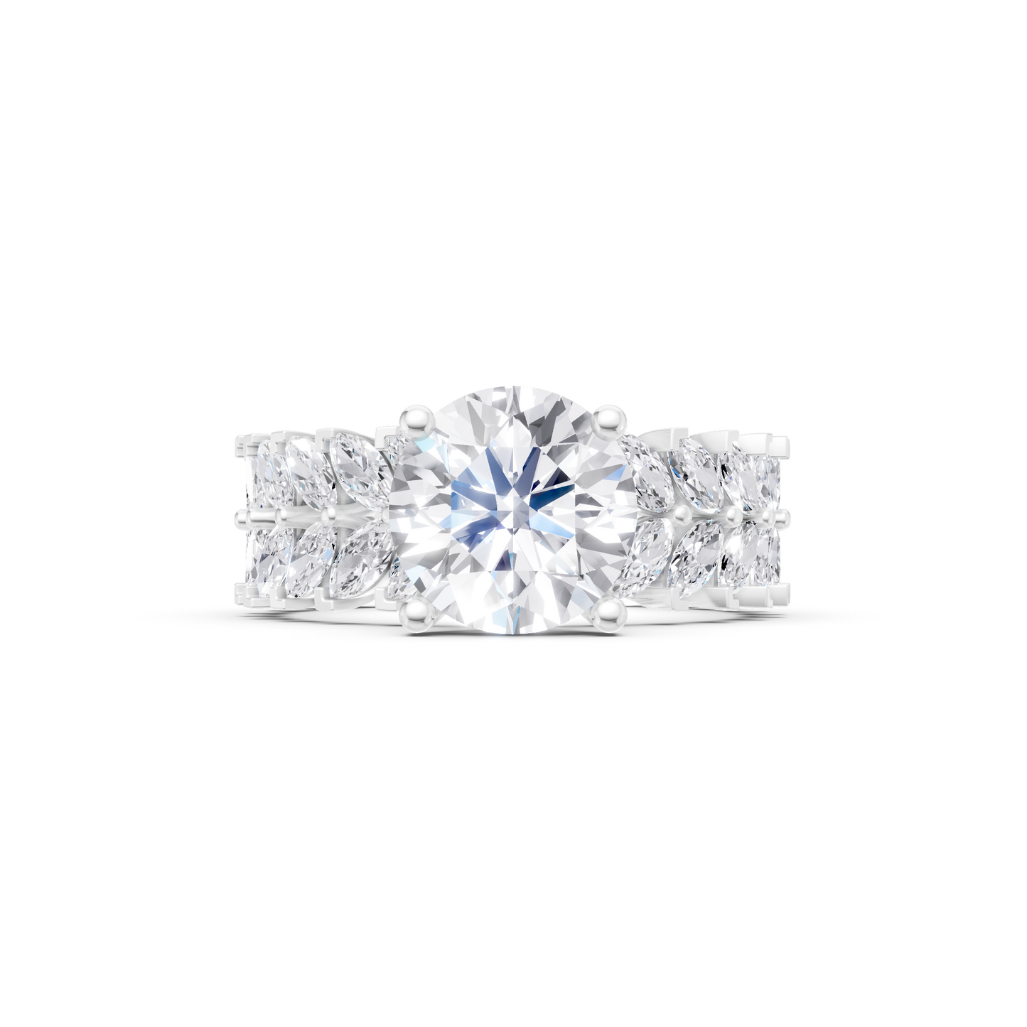 Exclusive Fancy C.Z Diamond Studded Silver Ring For Her