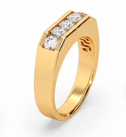 Guru Jewel's Round Round Diamond Studded Gents Silver Ring For Him