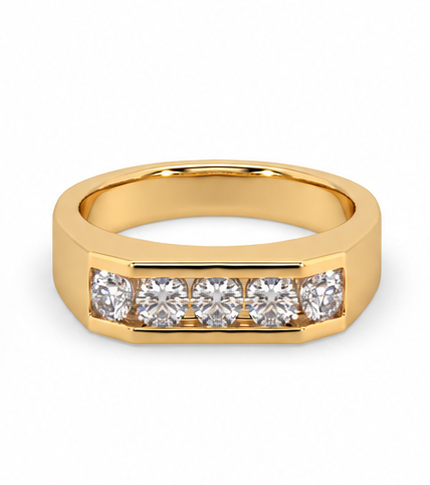 Guru Jewel's Round Round Diamond Studded Gents Silver Ring For Him