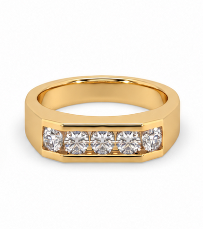 Guru Jewel's Round Round Diamond Studded Gents Silver Ring For Him