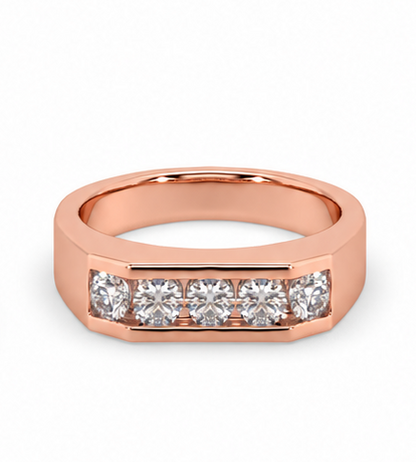 Guru Jewel's Round Round Diamond Studded Gents Silver Ring For Him