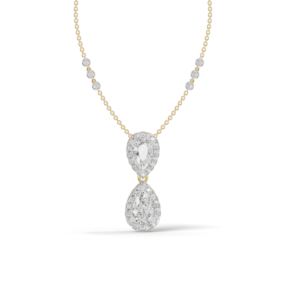 Guru Jewel's Luminous Linked Pear-Cluster Diamond-Simulant Pendant for Her
