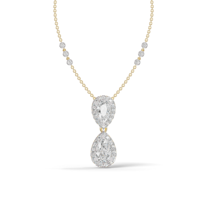 Guru Jewel's Luminous Linked Pear-Cluster Diamond-Simulant Pendant for Her
