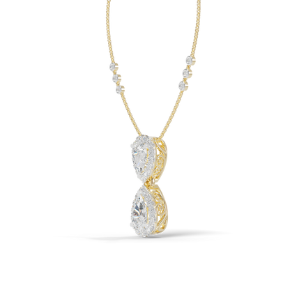 Guru Jewel's Luminous Linked Pear-Cluster Diamond-Simulant Pendant for Her