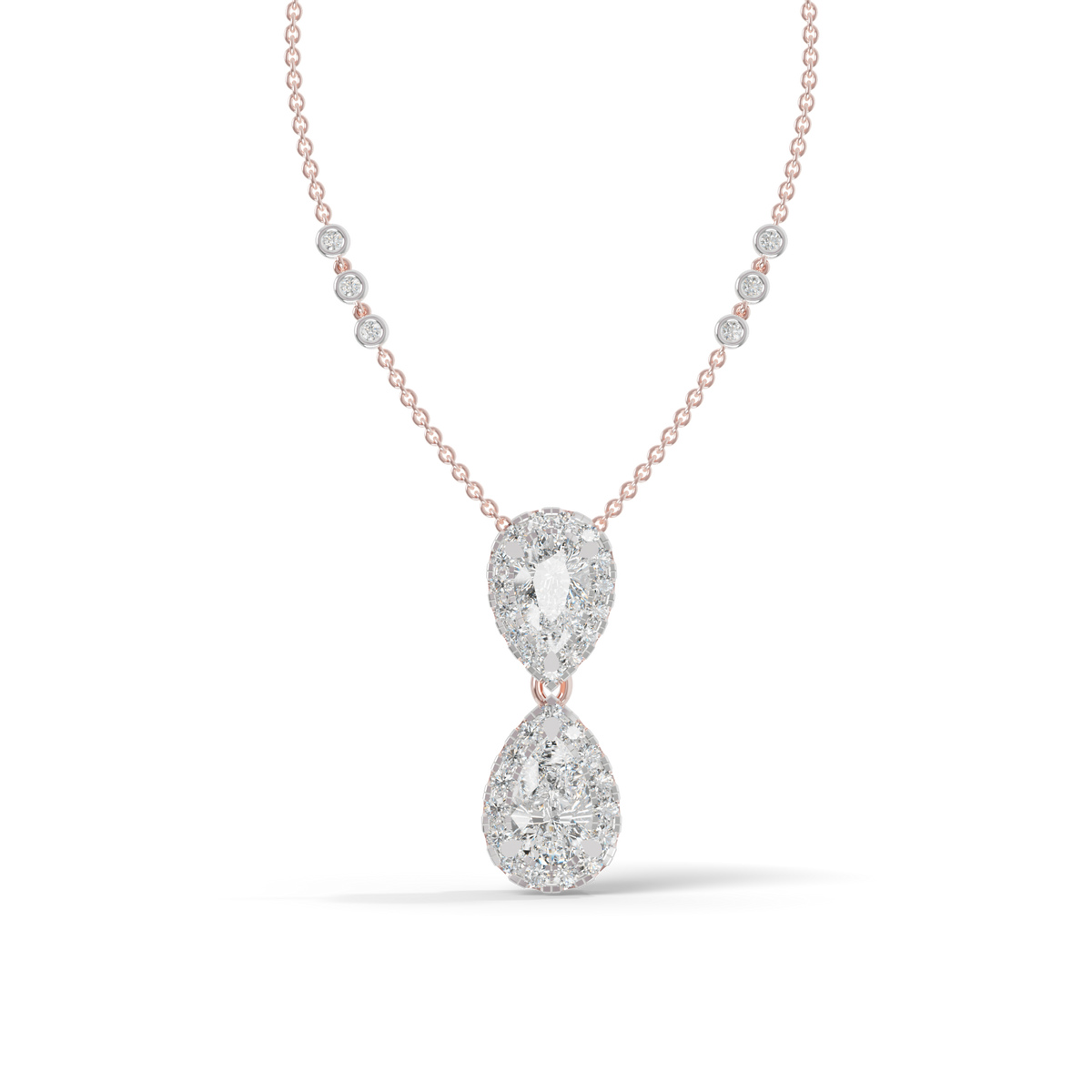 Guru Jewel's Luminous Linked Pear-Cluster Diamond-Simulant Pendant for Her