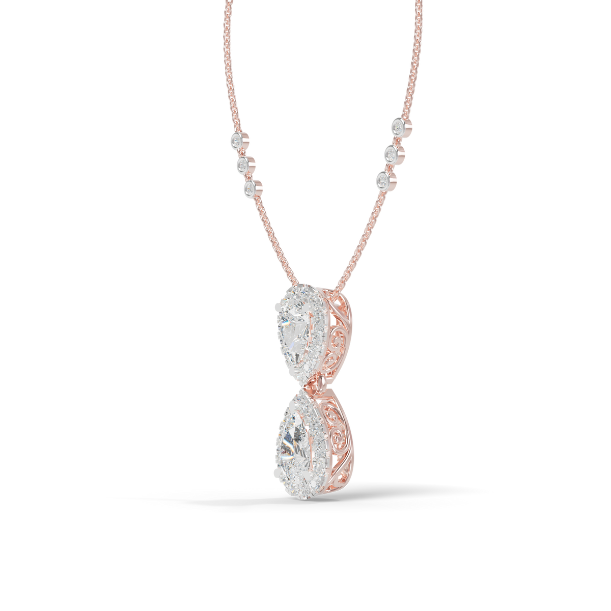 Guru Jewel's Luminous Linked Pear-Cluster Diamond-Simulant Pendant for Her