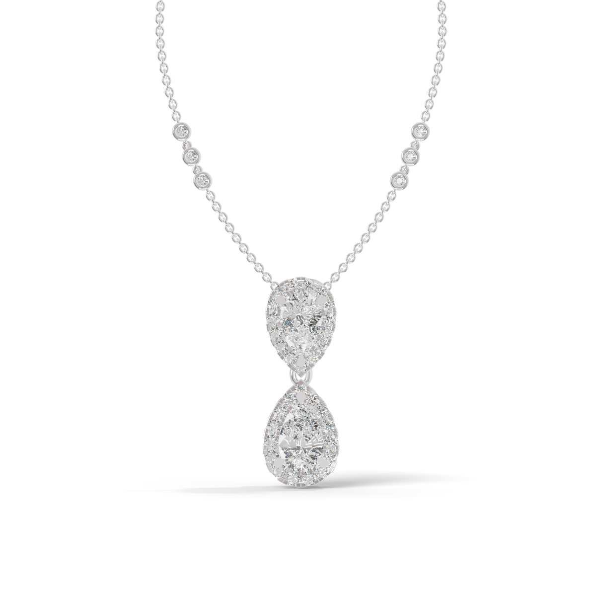 Guru Jewel's Luminous Linked Pear-Cluster Diamond-Simulant Pendant for Her