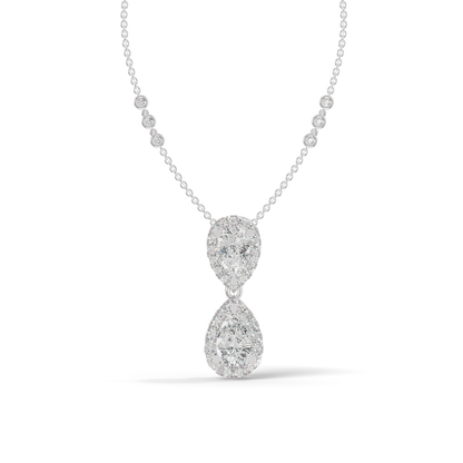 Guru Jewel's Luminous Linked Pear-Cluster Diamond-Simulant Pendant for Her