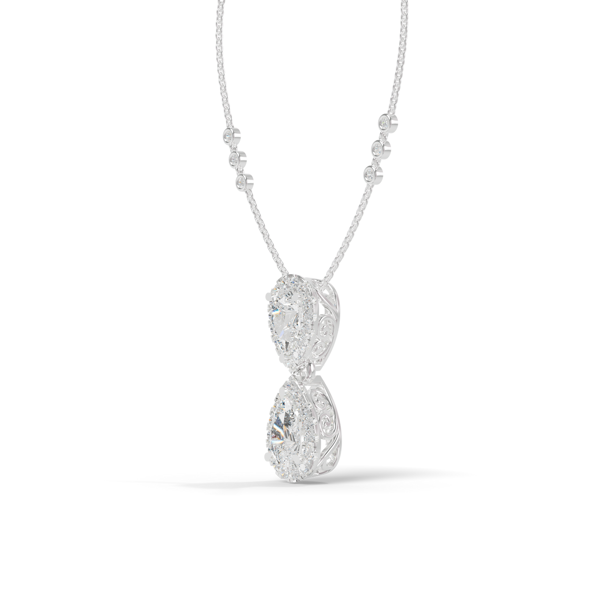 Guru Jewel's Luminous Linked Pear-Cluster Diamond-Simulant Pendant for Her