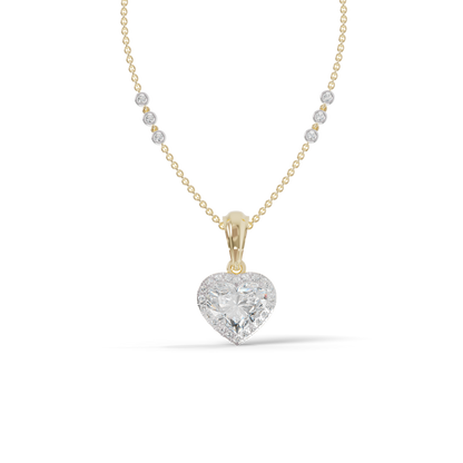 Guru Jewel's Radiant Heart-Cut Pave Halo Silver Pendant for Her