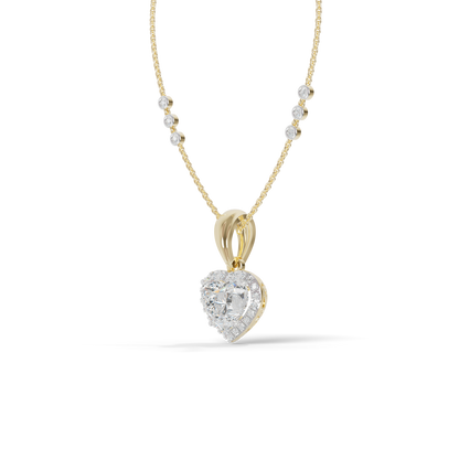 Guru Jewel's Radiant Heart-Cut Pave Halo Silver Pendant for Her