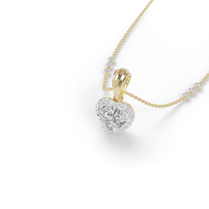 Guru Jewel's Radiant Heart-Cut Pave Halo Silver Pendant for Her
