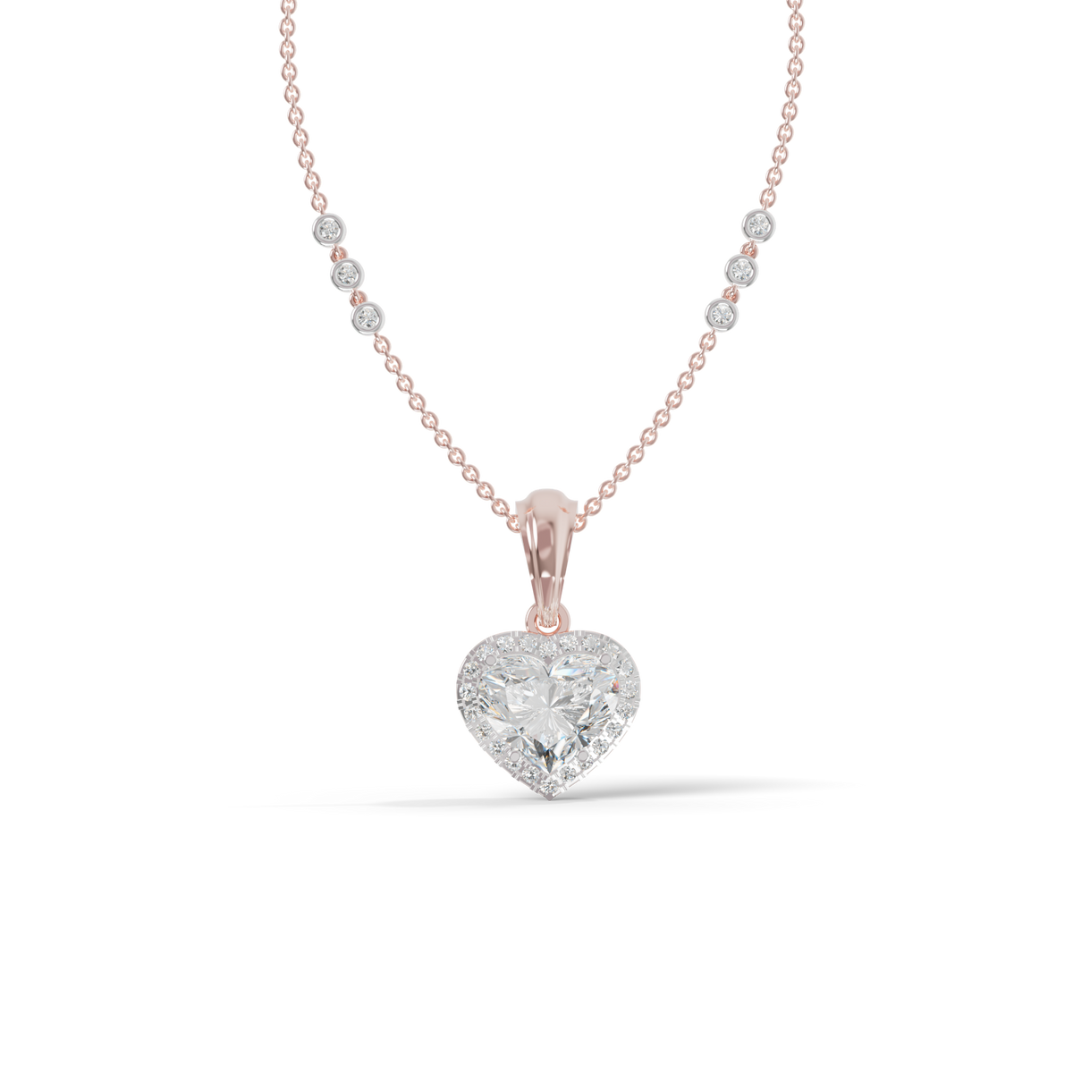 Guru Jewel's Radiant Heart-Cut Pave Halo Silver Pendant for Her
