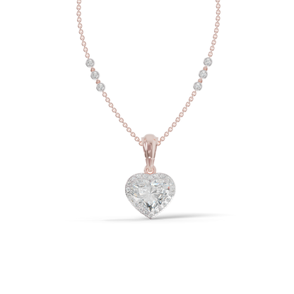Guru Jewel's Radiant Heart-Cut Pave Halo Silver Pendant for Her