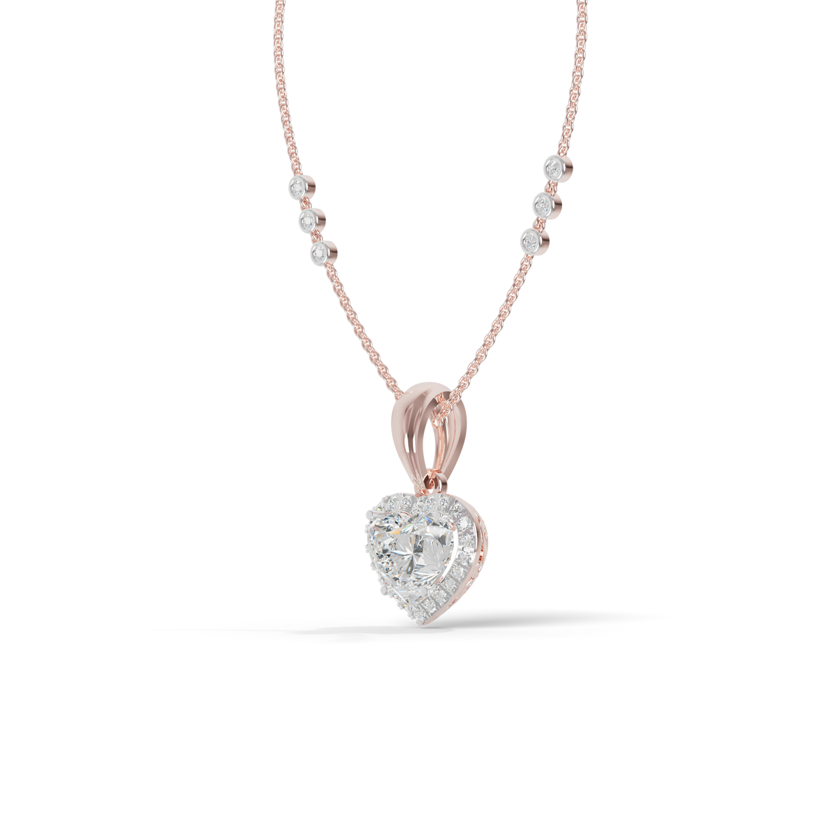Guru Jewel's Radiant Heart-Cut Pave Halo Silver Pendant for Her