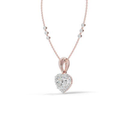 Guru Jewel's Radiant Heart-Cut Pave Halo Silver Pendant for Her