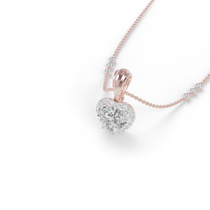 Guru Jewel's Radiant Heart-Cut Pave Halo Silver Pendant for Her