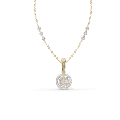 Guru Jewel's Radiant Pave Halo Circular Silver Pendant for Her