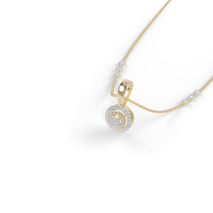 Guru Jewel's Radiant Pave Halo Circular Silver Pendant for Her