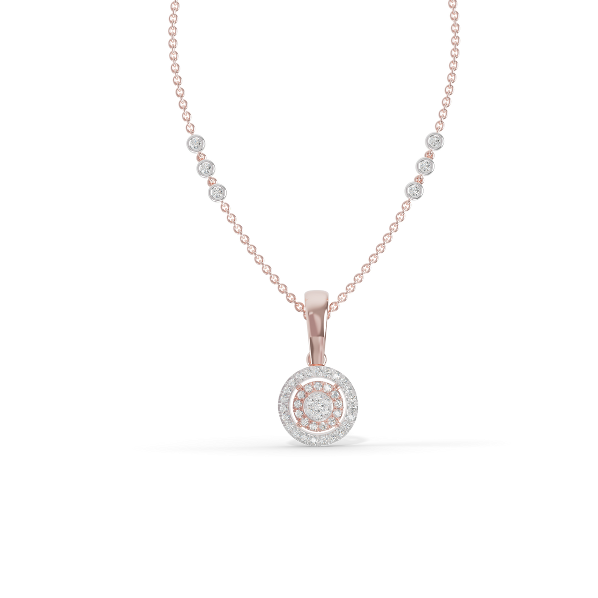 Guru Jewel's Radiant Pave Halo Circular Silver Pendant for Her