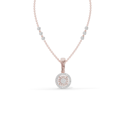 Guru Jewel's Radiant Pave Halo Circular Silver Pendant for Her