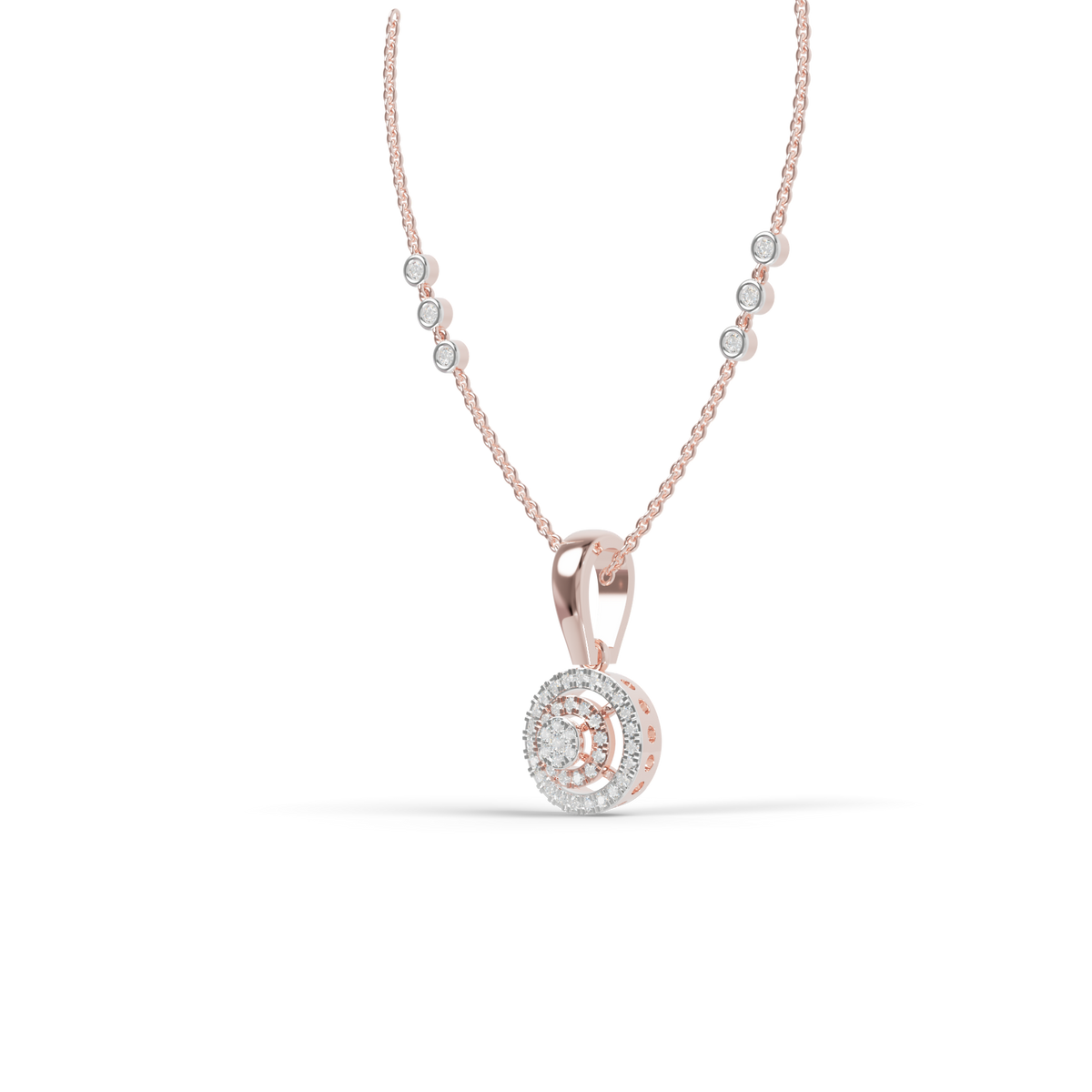 Guru Jewel's Radiant Pave Halo Circular Silver Pendant for Her