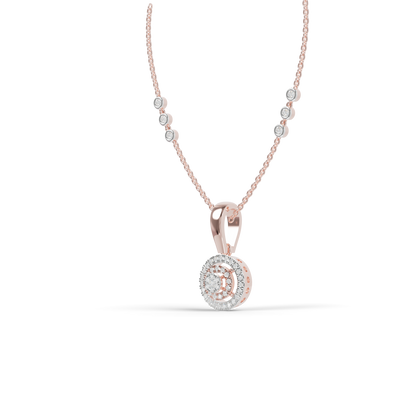 Guru Jewel's Radiant Pave Halo Circular Silver Pendant for Her