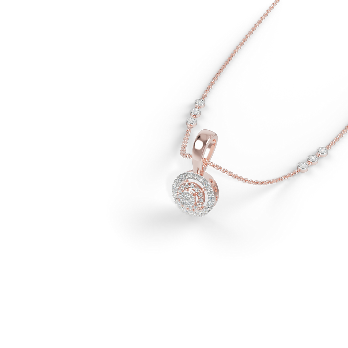 Guru Jewel's Radiant Pave Halo Circular Silver Pendant for Her