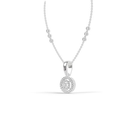 Guru Jewel's Radiant Pave Halo Circular Silver Pendant for Her