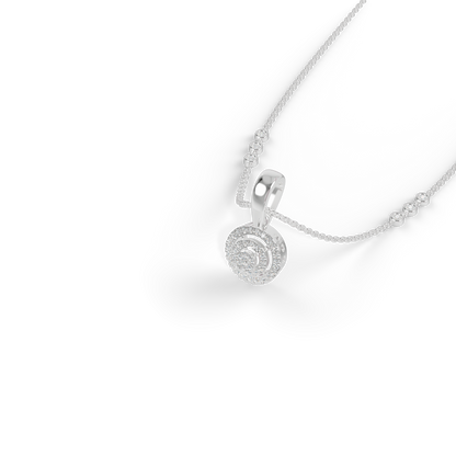 Guru Jewel's Radiant Pave Halo Circular Silver Pendant for Her