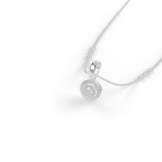 Guru Jewel's Radiant Pave Halo Circular Silver Pendant for Her