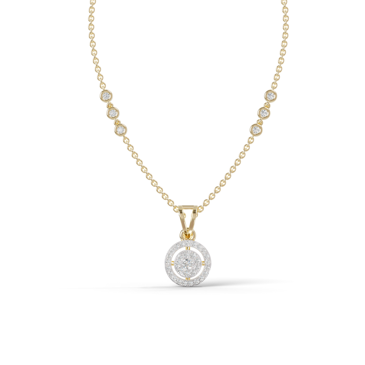 Guru Jewel's Modern Two-Tone Curved Cluster Silver Pendant for Her