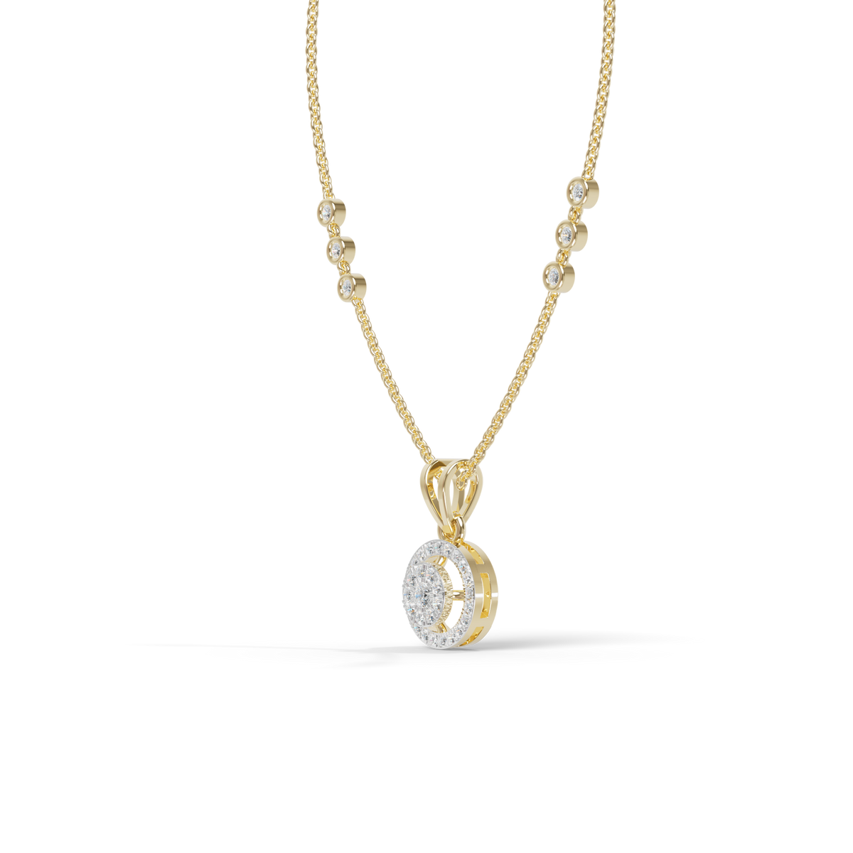 Guru Jewel's Modern Two-Tone Curved Cluster Silver Pendant for Her