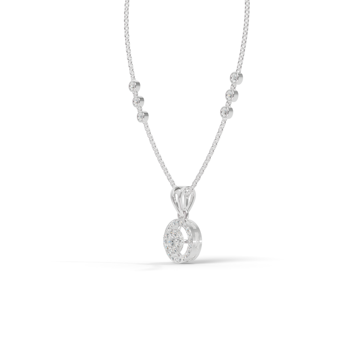 Guru Jewel's Modern Two-Tone Curved Cluster Silver Pendant for Her