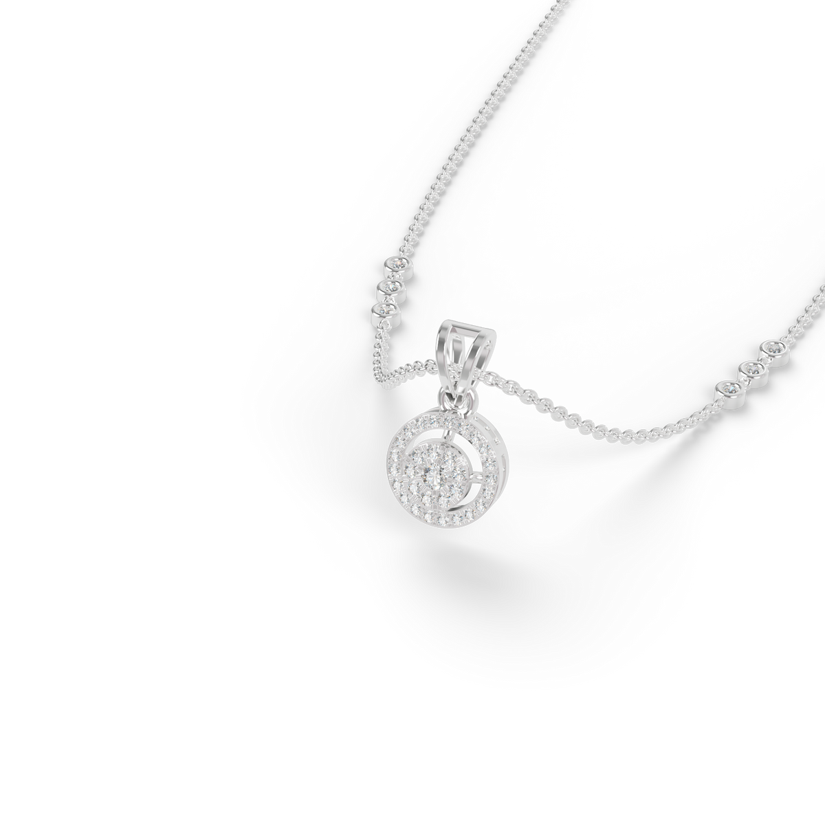 Guru Jewel's Modern Two-Tone Curved Cluster Silver Pendant for Her