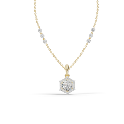 Guru Jewel's Radiant Hexagonal Bezel-Set Solitaire Silver Pendant for Her