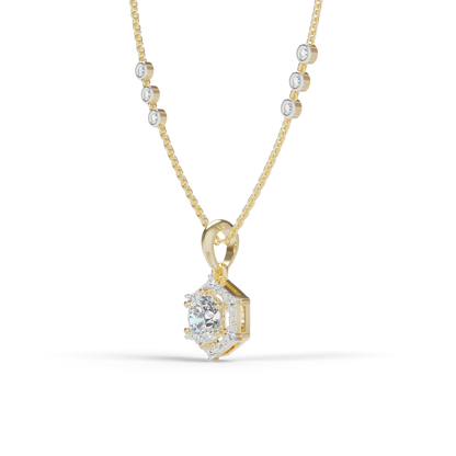 Guru Jewel's Radiant Hexagonal Bezel-Set Solitaire Silver Pendant for Her