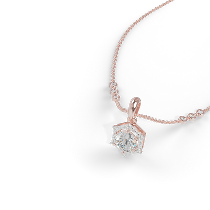 Guru Jewel's Radiant Hexagonal Bezel-Set Solitaire Silver Pendant for Her