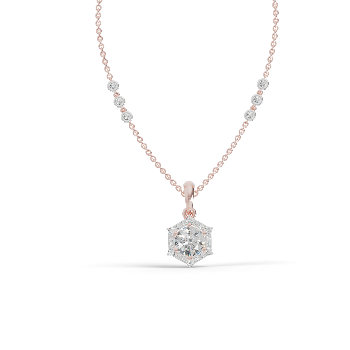 Guru Jewel's Radiant Hexagonal Bezel-Set Solitaire Silver Pendant for Her