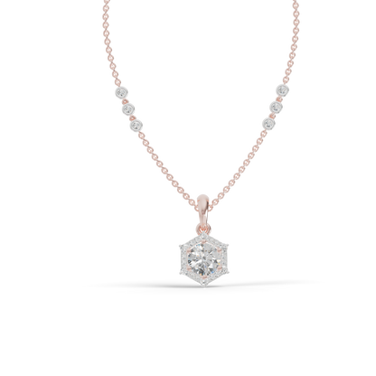 Guru Jewel's Radiant Hexagonal Bezel-Set Solitaire Silver Pendant for Her