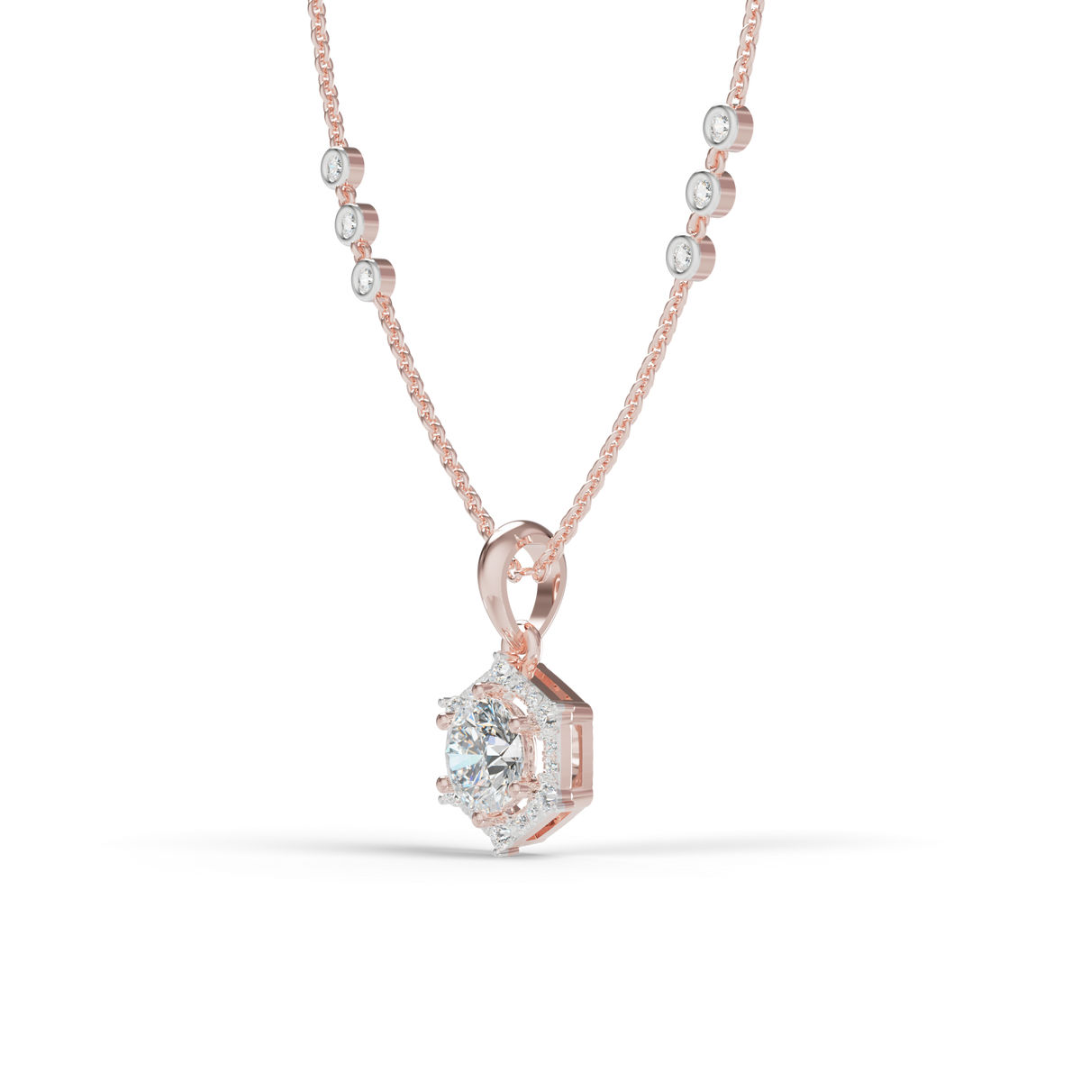 Guru Jewel's Radiant Hexagonal Bezel-Set Solitaire Silver Pendant for Her